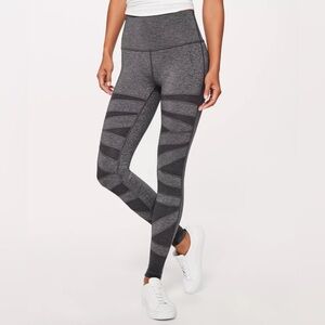Lululemon Wunder Under Gray Pant HR Mesh Tight SE Tech Key Pocket Yoga Size‎ 4